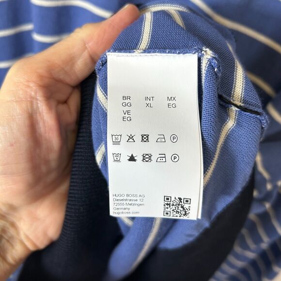 Boss Hugo Boss Blue Stripe 100% Cotton Lightweight Crewneck LS Sweater Size XL - Picture 9 of 12